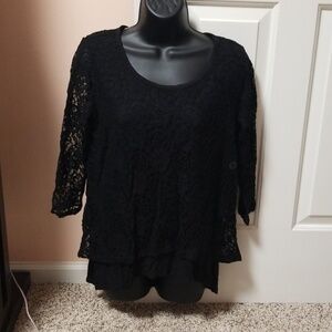 New York &Company Lace Overlay Top NWT